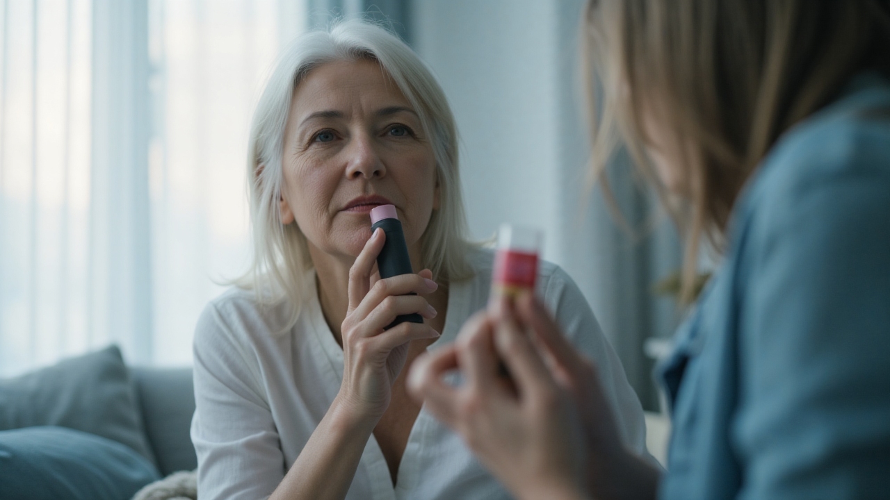 Osoba stosująca inhalator jako przykład skutecznego zarządzania astmą i testu APGAR.